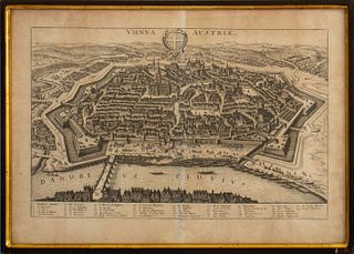 Engraving of Vienna, Austria on Laid Paper