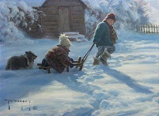 Robert Duncan, (American, b. 1952), Winter Sledding
