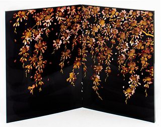 Japanese Cherry Blossom Table Folding Screen