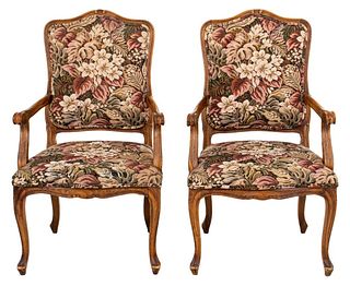 Louis XV Style Arm Chairs, Pair