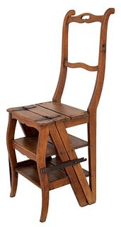 Oak Metamorphic Library Chair / Stepladder
