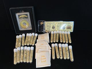 24K GOLD LEAF FLAKES LOT AND .999 SILVER GRAMS
