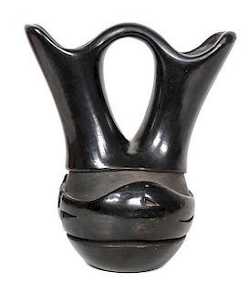 Mida Tafoya (b. 1931) Santa Clara Blackware Wedding Vase Height 8 1/2 inches.