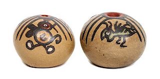 Two Margaret (b. 1936) and Luther Gutierrez (1911-1987), Santa Clara Miniature Pottery Seed Jars Height of larger 1/2 inch.