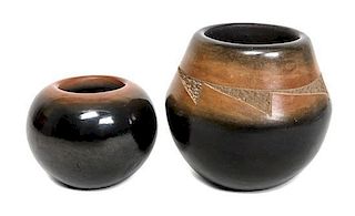 Two Dora Tse Pe (b. 1939), San Ildefonso Blackware Pottery Items Height of largest 2 1/2 inches.