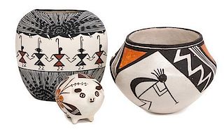 Lucy Lewis (1890/8-1992), Acoma Jar Height of first 3 1/2 x width 4 1/2 inches.