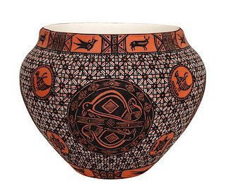 A Contemporary Acoma Polychrome Olla Height 9 1/2 inches x diameter 7 3/4 inches.