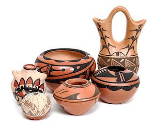 Siz Jemez Pottery Vessels Height of tallest 3 1/2 inches.