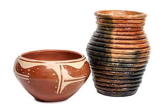 Two Southwestern Pottery Vessels Height of first 6 inches.
