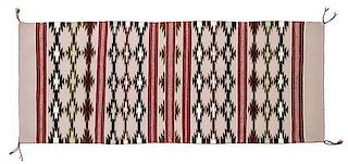 Two Finely Woven Contemporary Banded Navajo Rugs Largest 58 x 25 1/2 inches.