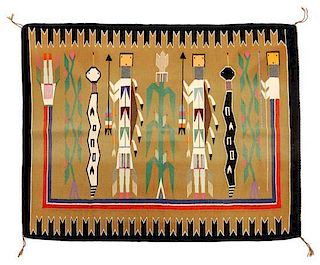 A Navajo Yei Rug 46 1/2 x 38 inches.