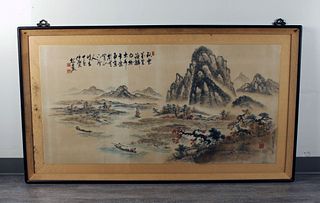 FRAMED CHINESE HAND PAINTED LANDSCAPE PAINTING