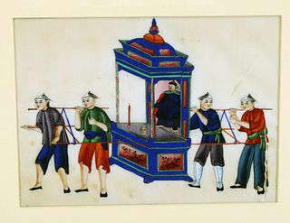CHINESE PROCESSION PITH PAINTING