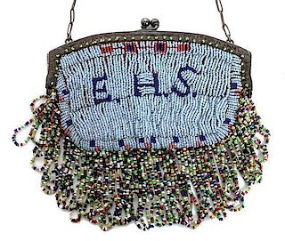 A Plains Indian Beaded Bag Height 6 x width 6 inches.