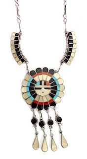 A Zuni Channel Inlay Necklace, JD Massie Length 16 inches.