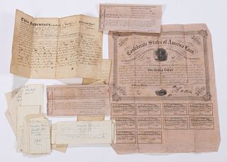 CONFEDERATE STATES BOND PLUS RELATED MATERIALS, UNCOUNTED LOT