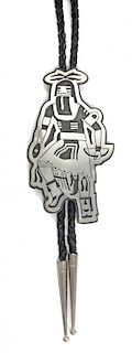A Hopi Silver Bolo, Monty Dick Height 4 x width 2 1/8 inches.