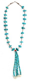 A Turquoise Nugget and Heishi Necklace with Jocla