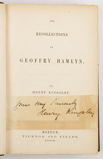 HENRY KINGSLEY LITERARY FIRST EDITION WITH CUT SIGNATURE