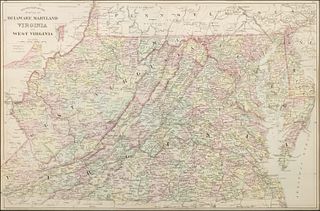 BRADLEY & COMPANY "COUNTY MAP OF THE STATES DELAWARE, MARYLAND, VIRGINIA, AND WEST VIRGINIA" MAP