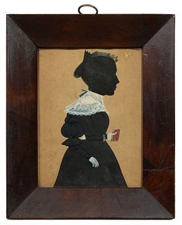 RED BOOK ARTIST (NEW ENGLAND, ACTIVE C. 1830), ATTRIBUTED, FOLK ART HOLLOW-CUT SILHOUETTE OF A WOMAN