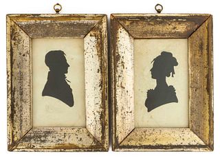PAIR OF ISAAC TODD (AMERICAN, EARLY 19TH CENTURY) HOLLOW-CUT SILHOUETTES