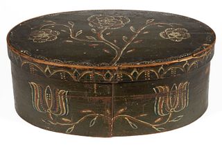 RARE SHENANDOAH VALLEY OF VIRGINIA PAINT-DECORATED BENTWOOD OVAL BOX