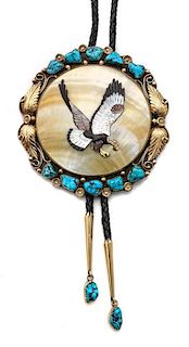 A Large Navajo Bolo, Tim Bedah and BK Manning Diameter 4 inches.