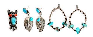 Three Southwestern Jewelry Items Height of pin 1 1/2 inches.