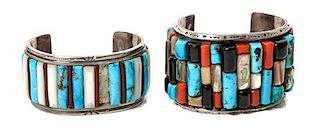 Two Southwestern Silver Cobblestone Bracelets Length of each 6 x opening 1 1/2; width of larger 2 inches (approx.)