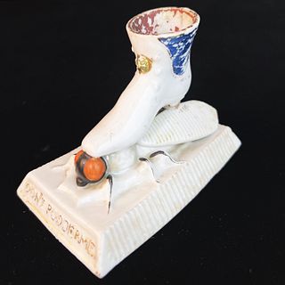 RARE VICTORIAN PORCELAIN BOOT SHOE ON FLY FIGURINE