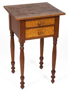 AMERICAN LATE FEDERAL TIGER MAPLE WORK TABLE