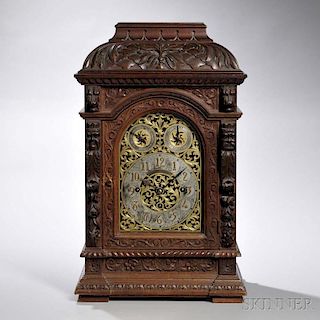 Carved Mahogany Quarter-chiming Bracket Clock