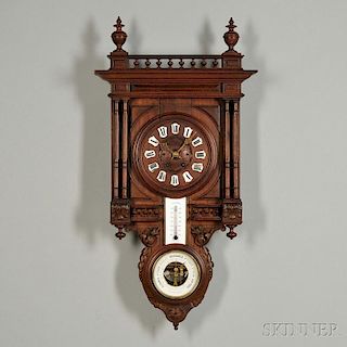 French Black Forest-style Wall Clock and Barometer