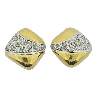 1980s 18k Gold Diamond Cocktail Earrings