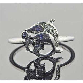 Kallati Gold Diamond Sapphire Dolphin Ring