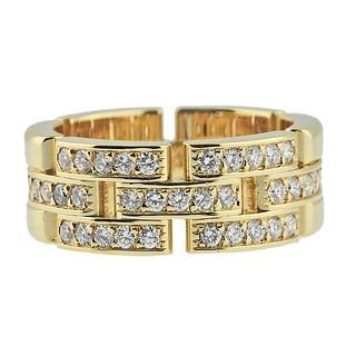 Cartier Maillon  Panthere 18k Gold Diamond 3 Rows Band Ring 