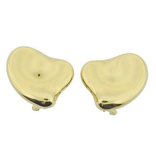 Tiffany &amp; Co Elsa Peretti 18k Gold Heart Earrings