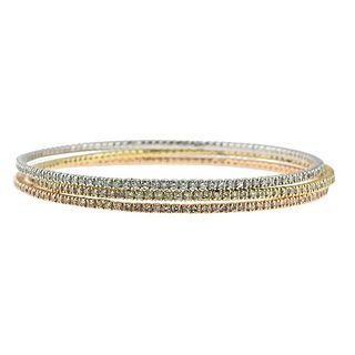 14k Tri Color Gold Diamond Bangle Bracelet Lot of 3