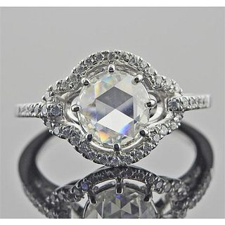 18k Gold Rose Cut Diamond Engagement Ring
