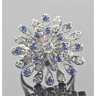 18k Gold Diamond Sapphire Cluster Cocktail Ring