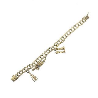 1960s 14k Gold Turquoise Charm Bracelet
