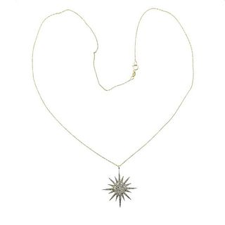 14k Gold Diamond Star Pendant Necklace