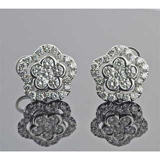 18k Gold Diamond Floral Cluster Stud Earrings