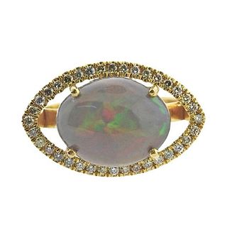 18k Gold Diamond 4.53ct Australian Opal Ring 