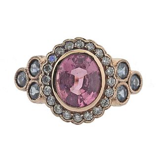 GIA 2.11ct No Heat Pink Sapphire 14k Gold Diamond Ring