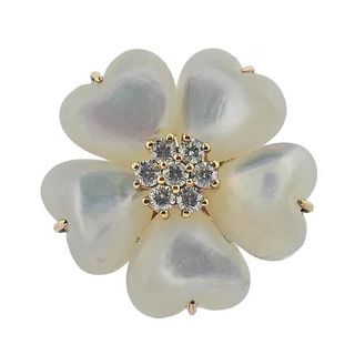 Nico Juliany 18k Gold Diamond MOP Flower Ring