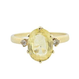 2.65ct Yellow Sapphire 14k Gold Diamond Ring
