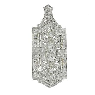 Art Deco Platinum Diamond Brooch Pendant
