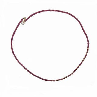 Italian Ruby Bead Gold Necklace